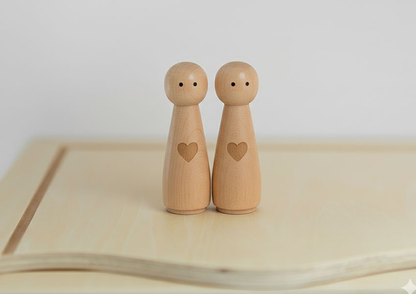 Zwei Holzfiguren als Symbol für das Paarcoaching bei Simone Prösch-Eichstädt